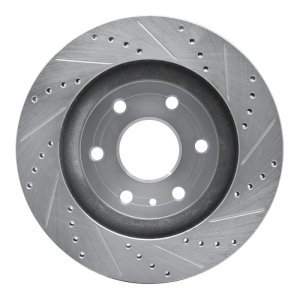 Buick Enclave Brake Rotor (1) - Front Left - R1 Concepts - Drilled & Slotted - Silver - `07-`17